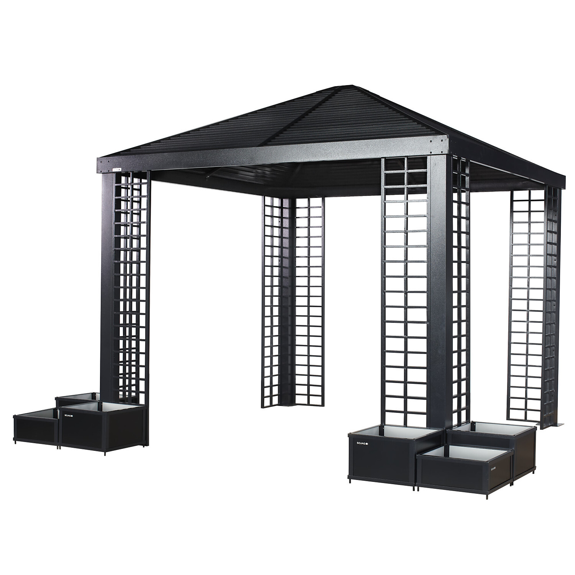 Sojag Havana Gazebo with Planters - 10ft. x 10ft., Aluminum Frame, Galvanized Steel Roof, Black, Model# 500-9169911
